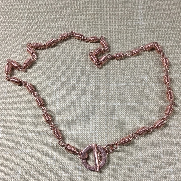 Toggle Necklace, Chunky Necklace, Copper Choker - Picture 2 of 8